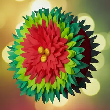 Piñata en forma de flor de nochebuena roja y verde