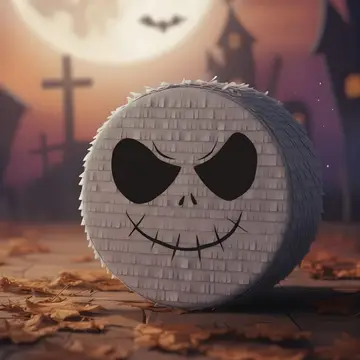Piñata redonda con el rostro de Jack Skellington