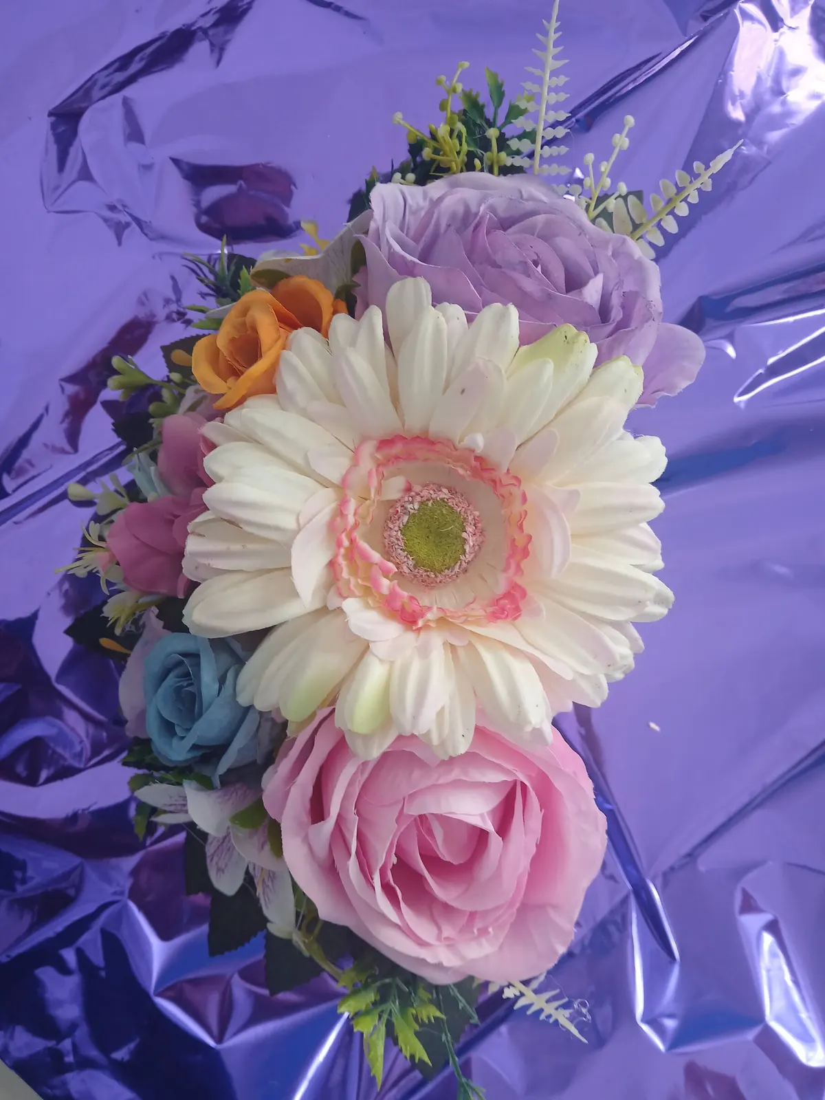 Gerbera and rose headpiece