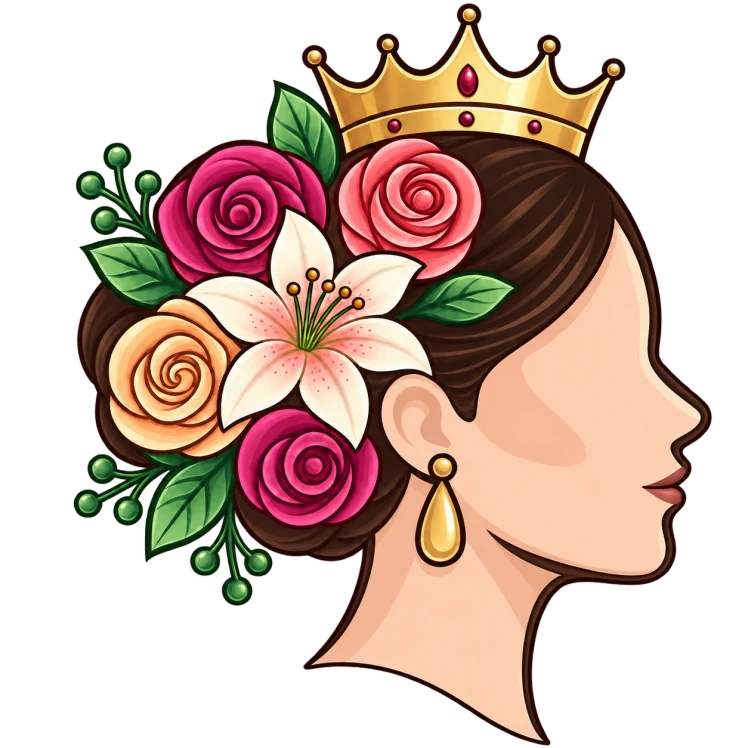 Logotipo de Candy Art: dama con corona y flores